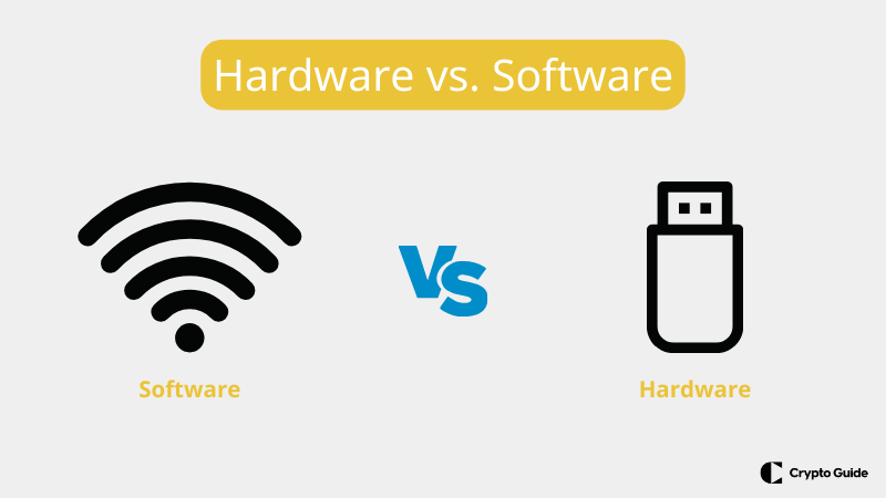 하드웨어 지갑과 소프트웨어 지갑 비교.
