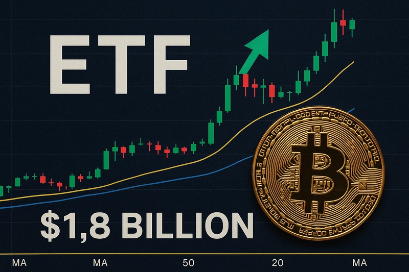 미국 현물 비트코인 ETF, $18억 달러 유입으로 강세 이어가